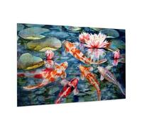 Wooden Puzzle 1000 Piece 75x50 CM, Japanese Koi Fish Printed Cute Puzzle Game in Plastic Box for Family Entertainment and Brain Training Gifts
