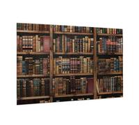 Wooden Puzzle 1000 Piece 75x50 CM, Library Bookshelf Book Printed Cute Puzzle Game in Plastic Box for Family Entertainment and Brain Training Gifts