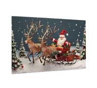 Wooden Puzzle 1000 Piece 75x50 CM, Merry Christmas Art Printed Cute Puzzle Game in Plastic Box for Family Entertainment and Brain Training Gifts