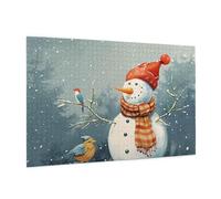 Wooden Puzzle 1000 Piece 75x50 CM, Merry Christmas Bird Printed Cute Puzzle Game in Plastic Box for Family Entertainment and Brain Training Gifts