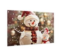 Wooden Puzzle 1000 Piece 75x50 CM, Merry Christmas Cute Snowman Printed Cute Puzzle Game in Plastic Box for Family Entertainment and Brain Training Gifts
