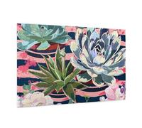 Wooden Puzzle 1000 Piece 75x50 CM, Striped succulents Printed Cute Puzzle Game in Plastic Box for Family Entertainment and Brain Training Gifts