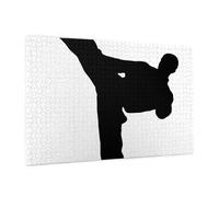 Wooden Puzzle 1000 Piece 75x50 CM, taekwondo martial arts Printed Cute Puzzle Game in Plastic Box for Family Entertainment and Brain Training Gifts