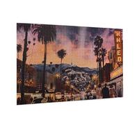 Wooden Puzzle 1000 Piece 75x50 CM, The Old Hollywood Printed Cute Puzzle Game in Plastic Box for Family Entertainment and Brain Training Gifts