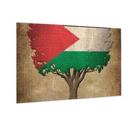 Wooden Puzzle 1000 Piece 75x50 CM, Tree Palestinian Flag Printed Cute Puzzle Game in Plastic Box for Family Entertainment and Brain Training Gifts