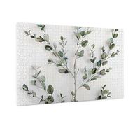 Wooden Puzzle 1000 Piece 75x50 CM, White Natural Greenery Twig Printed Cute Puzzle Game in Plastic Box for Family Entertainment and Brain Training Gifts