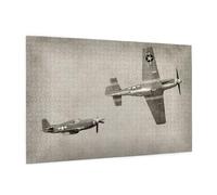 Wooden Puzzle 1000 Piece 75x50 CM, World War 2 Aircraft Airplane Pattern Printed Cute Puzzle Game in Plastic Box for Family Entertainment and Brain Training Gifts