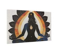 Wooden Puzzle 1000 Piece 75x50 CM, Yoga Meditation Printed Cute Puzzle Game in Plastic Box for Family Entertainment and Brain Training Gifts