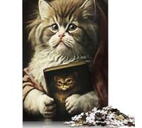 Wooden Puzzle 1000 Piece Bible Cat Puzzle for Adults for Teenagers Woodenboard Puzzles Learning Educational Toys Family Games 1000pcs (75x50cm)