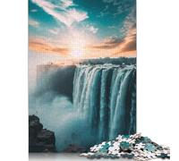 Wooden Puzzle 1000 Piece Majesty at Victoria Falls Puzzle for Adults for Teenagers Woodenboard Puzzles Learning Educational Toys Family Games 1000pcs (75x50cm)