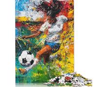 Wooden Puzzle 1000 Pieces Art Plays Football Jigsaw Creative Rectangular Puzzle Great Jigsaw Puzzle For Adults 1000pcs (75x50cm)