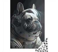 Wooden Puzzle 1000 Pieces Bulldog Astronaut Jigsaw Creative Rectangular Puzzle Great Jigsaw Puzzle For Adults 1000pcs (75x50cm)