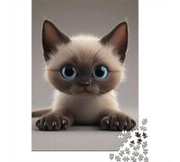 Wooden Puzzle 1000 Pieces Cute Kitten Jigsaw Creative Rectangular Puzzle Great Jigsaw Puzzle For Adults 1000pcs (75x50cm)