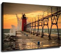 Wooden Puzzle 1000 Pieces for Adults - Lighthouse in South Haven Michigan Suitable for Those Who Like Challenging Family Leisure and Entertainment Toys