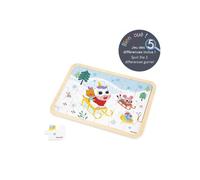 Wooden Puzzle 24 Pieces for Children Aged 4 and Up - Includes Model + Spot the 5 Differences Game on the Board