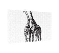 Wooden Puzzle 300 Piece 38x26 CM, African Giraffe Printed Cute Puzzle Game in Plastic Box for Family Entertainment and Brain Training Gifts