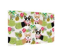 Wooden Puzzle 300 Piece 38x26 CM, Corgi Hawaiian Tropical Summer Pineapple Printed Cute Puzzle Game in Plastic Box for Family Entertainment and Brain Training Gifts