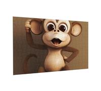 Wooden Puzzle 300 Piece 38x26 CM, Cute Monkey Printed Cute Puzzle Game in Plastic Box for Family Entertainment and Brain Training Gifts
