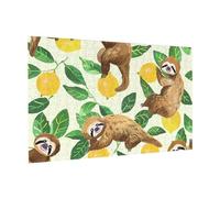 Wooden Puzzle 300 Piece 38x26 CM, Cute sloths on yellow lemons Printed Cute Puzzle Game in Plastic Box for Family Entertainment and Brain Training Gifts