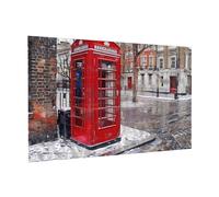 Wooden Puzzle 300 Piece 38x26 CM, London Red Telephone Booth Printed Cute Puzzle Game in Plastic Box for Family Entertainment and Brain Training Gifts