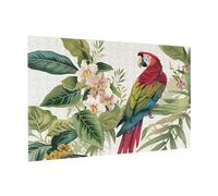 Wooden Puzzle 300 Piece 38x26 CM, Tropical Flower Leaf Parrot Printed Cute Puzzle Game in Plastic Box for Family Entertainment and Brain Training Gifts