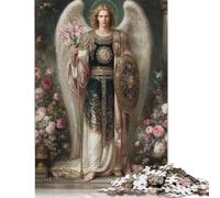 Wooden Puzzle 300 Piece Guardian Angel with Flowers Puzzle for Adults for Teenagers Woodenboard Puzzles Learning Educational Toys Family Games 300pcs (40x28cm)