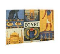 Wooden Puzzle 500 Piece 52x38 CM, Ancient Egypt Tribe Series Printed Cute Puzzle Game in Plastic Box for Family Entertainment and Brain Training Gifts