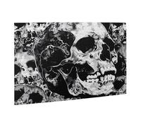 Wooden Puzzle 500 Piece 52x38 CM, Black and White Human Skull Printed Cute Puzzle Game in Plastic Box for Family Entertainment and Brain Training Gifts