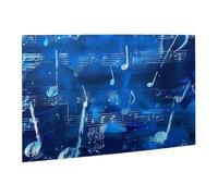 Wooden Puzzle 500 Piece 52x38 CM, Blue Musical Notes Printed Cute Puzzle Game in Plastic Box for Family Entertainment and Brain Training Gifts