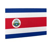 Wooden Puzzle 500 Piece 52x38 CM, Costa Rica Flag Printed Cute Puzzle Game in Plastic Box for Family Entertainment and Brain Training Gifts