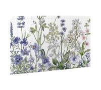 Wooden Puzzle 500 Piece 52x38 CM, Flowering Herbs and Herbaceous Plants Printed Cute Puzzle Game in Plastic Box for Family Entertainment and Brain Training Gifts