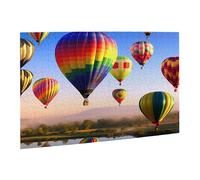 Wooden Puzzle 500 Piece 52x38 CM, Hot Air Balloons Printed Cute Puzzle Game in Plastic Box for Family Entertainment and Brain Training Gifts