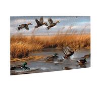 Wooden Puzzle 500 Piece 52x38 CM, Hunting Flying Wild Duck 2 Printed Cute Puzzle Game in Plastic Box for Family Entertainment and Brain Training Gifts