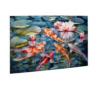 Wooden Puzzle 500 Piece 52x38 CM, Japanese Koi Fish Printed Cute Puzzle Game in Plastic Box for Family Entertainment and Brain Training Gifts