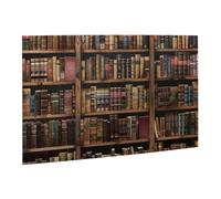 Wooden Puzzle 500 Piece 52x38 CM, Library Bookshelf Book Printed Cute Puzzle Game in Plastic Box for Family Entertainment and Brain Training Gifts