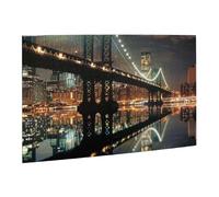 Wooden Puzzle 500 Piece 52x38 CM, New York Manhattan Bridge Night Printed Cute Puzzle Game in Plastic Box for Family Entertainment and Brain Training Gifts