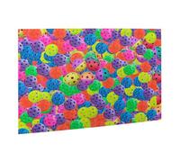 Wooden Puzzle 500 Piece 52x38 CM, Pickleball Balls Colors Pattern Printed Cute Puzzle Game in Plastic Box for Family Entertainment and Brain Training Gifts