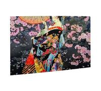 Wooden Puzzle 500 Piece 52x38 CM, Retro Japanese Geisha Printed Cute Puzzle Game in Plastic Box for Family Entertainment and Brain Training Gifts