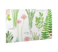 Wooden Puzzle 500 Piece 52x38 CM, Springtime Herb Garden Printed Cute Puzzle Game in Plastic Box for Family Entertainment and Brain Training Gifts