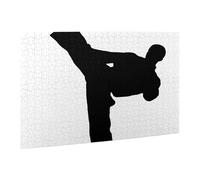 Wooden Puzzle 500 Piece 52x38 CM, taekwondo martial arts Printed Cute Puzzle Game in Plastic Box for Family Entertainment and Brain Training Gifts