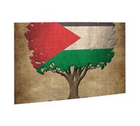 Wooden Puzzle 500 Piece 52x38 CM, Tree Palestinian Flag Printed Cute Puzzle Game in Plastic Box for Family Entertainment and Brain Training Gifts