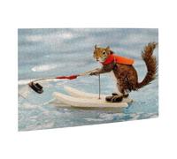 Wooden Puzzle 500 Piece 52x38 CM, Water Skiing fox Squirrel Printed Cute Puzzle Game in Plastic Box for Family Entertainment and Brain Training Gifts