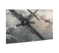 Wooden Puzzle 500 Piece 52x38 CM, World War 2 Aircraft Airplane Printed Cute Puzzle Game in Plastic Box for Family Entertainment and Brain Training Gifts