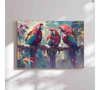 Wooden Puzzle 500 Piece Adult Jigsaw Parrot Red Black and Green Feathers Holiday Fun and Modern Summer Home Decor