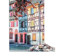Wooden Puzzle 500 Piece Colmar Facade Poster Puzzle for Adults for Teenagers Woodenboard Puzzles Learning Educational Toys Family Games 500pcs (52x38cm)