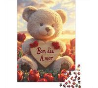 Wooden Puzzle 500 Piece Cute Teddy Bear Puzzle for Adults for Teenagers Woodenboard Puzzles Learning Educational Toys Family Games 500pcs (52x38cm)