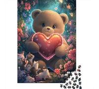 Wooden Puzzle 500 Piece Cute Teddy Bear Puzzle for Adults for Teenagers Woodenboard Puzzles Learning Educational Toys Family Games 500pcs (52x38cm)