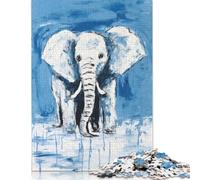 Wooden Puzzle 500 Piece Graceful Elephant in Water Puzzle for Adults for Teenagers Woodenboard Puzzles Learning Educational Toys Family Games 500pcs (52x38cm)