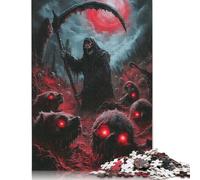 Wooden Puzzle 500 Piece Grim Reaper And Hellhounds Puzzle for Adults for Teenagers Woodenboard Puzzles Learning Educational Toys Family Games 500pcs (52x38cm)