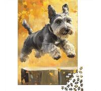 Wooden Puzzle 500 Piece Schnauzer Puzzle for Adults for Teenagers Woodenboard Puzzles Learning Educational Toys Family Games 500pcs (52x38cm)